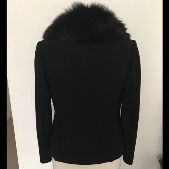 STUNNING!! Vintage Black Regency Cashmere Fox Fur Collar Jacket - Picture 3 of 4